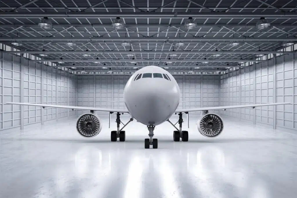 Airplane hangar view
