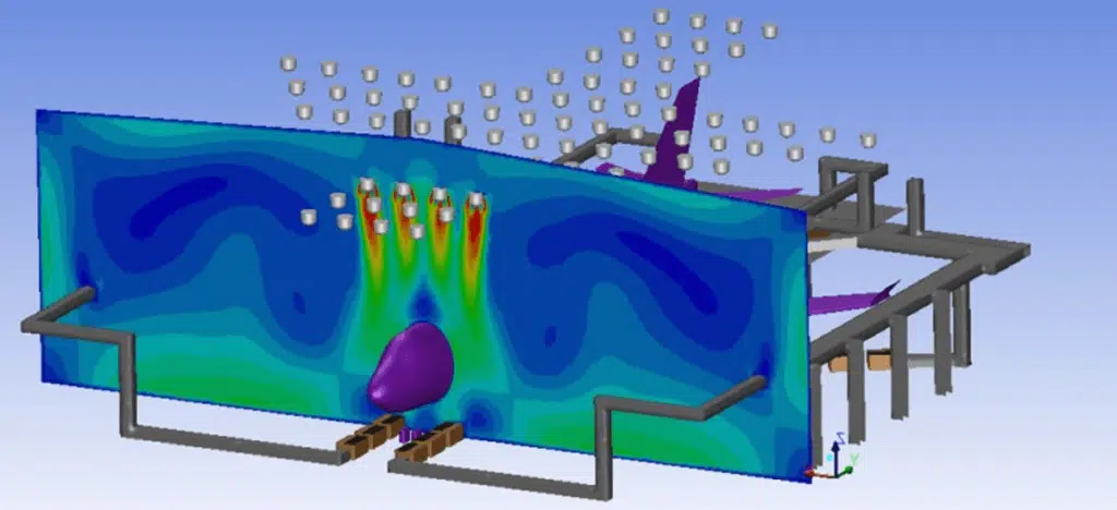 Simulation CFD hangar de peinture avion