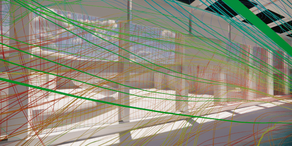 Etude des effets de diffusion d'air proche d'un mur rideau dans une piscine - simulation CFD
