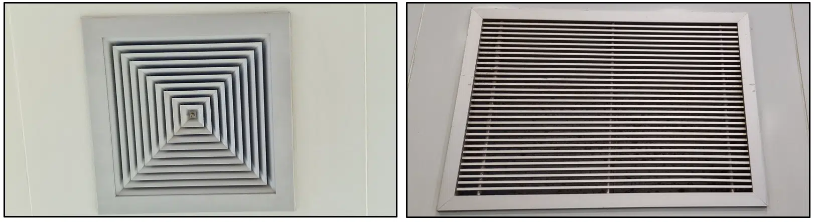 Rejillas de impulsión y de retorno en un laboratorio — sala blanca