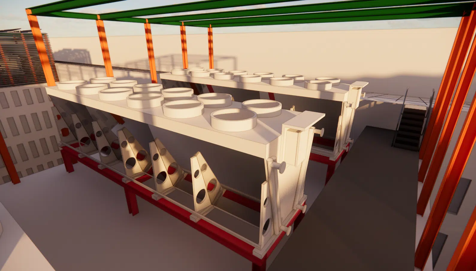 Modelo de estudio 3D CFD de los enfriadores de aire