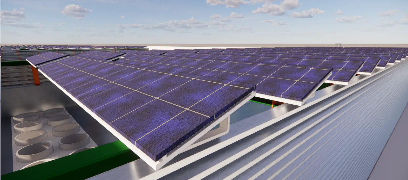 Modelo de estudio 3D CFD — pérdidas de carga ligadas a los paneles solares