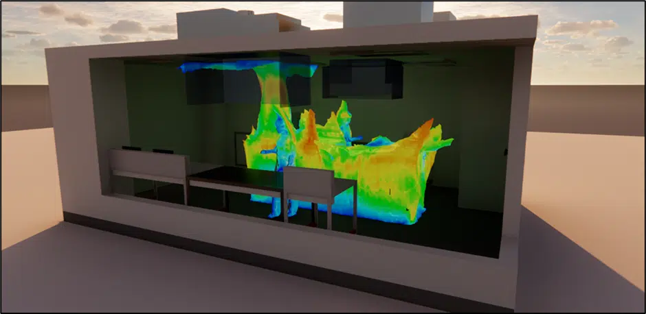 Isosurface des températures d'air — supérieures à 24 °C
