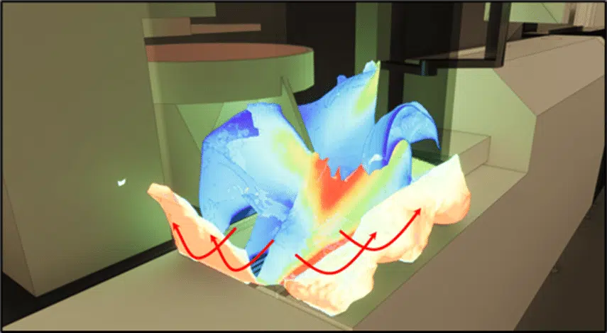 Simulation CFD — diffusion de poussière dans l'air en salle blanche