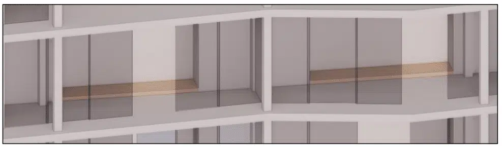 Modelo 3D de un balcón equipado con paneles correderos (jardín de invierno)