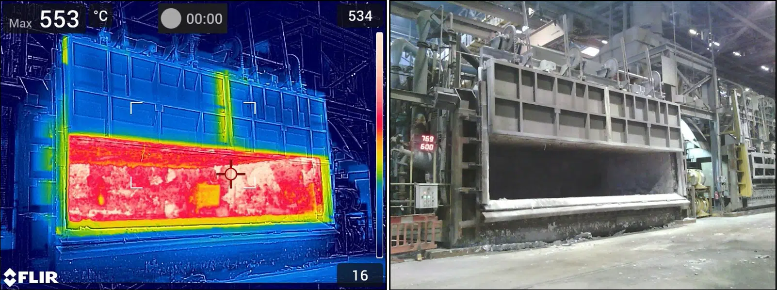 Imagen térmica de un horno abierto
