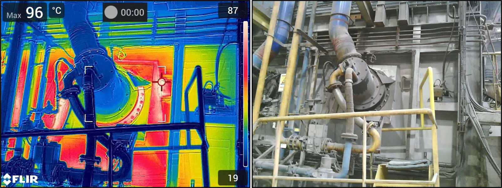 Imagen térmica de la entrada de aire de combustión