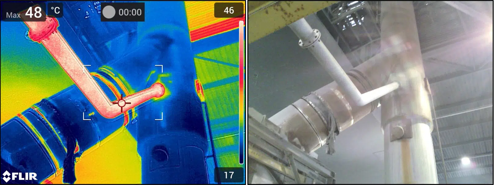 Imagen térmica de la conexión de la entrada de aire