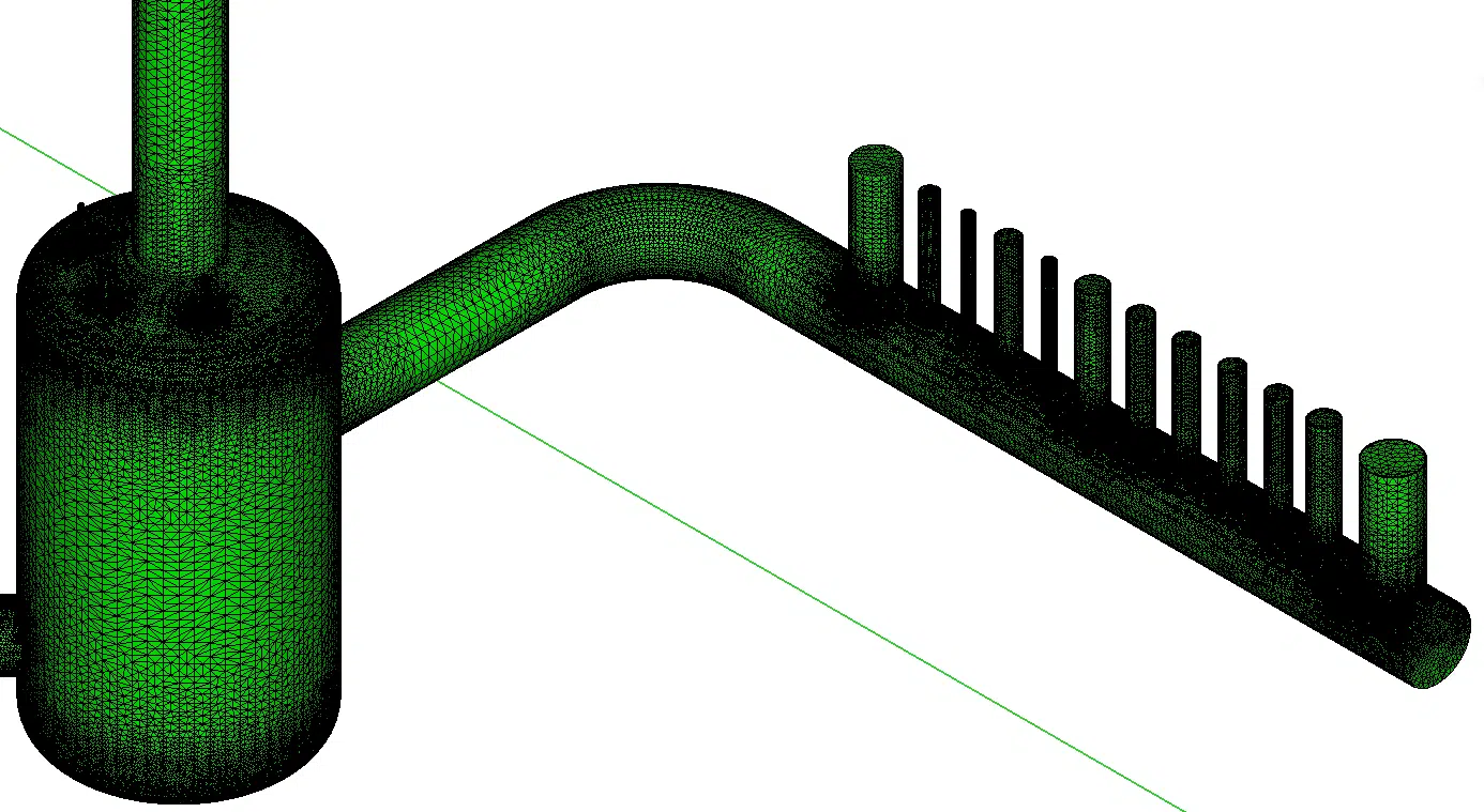 Maillage de surface hybride du modèle CFD du système de traitement des COV