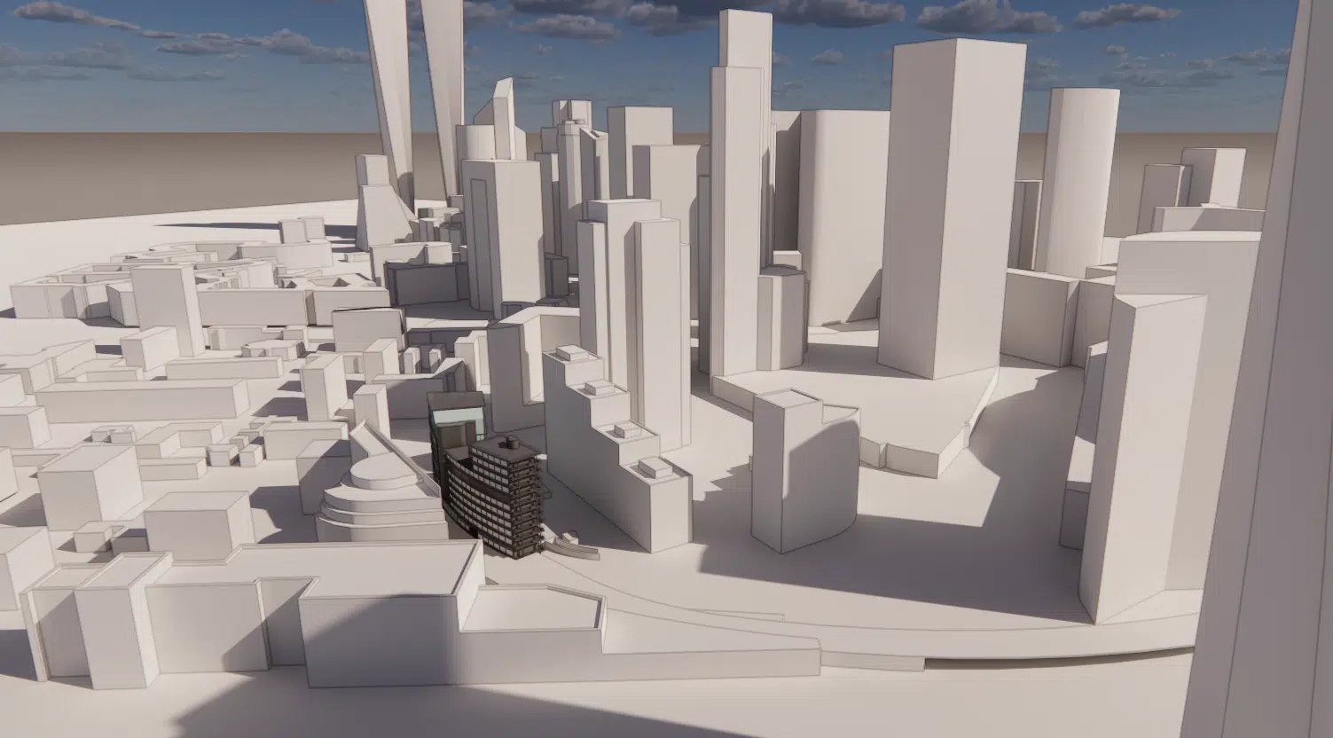 Modelo 3D de estudio — vista de conjunto