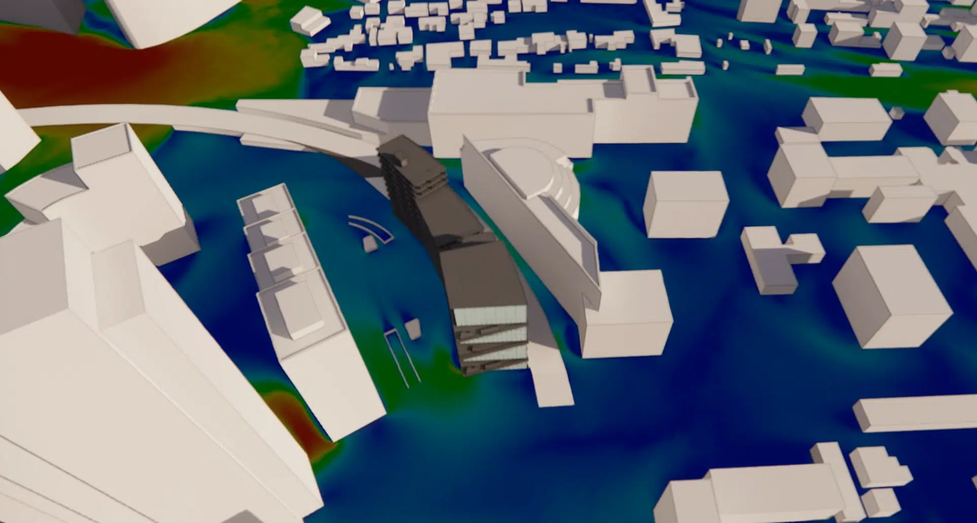 Velocidades del aire — al pie del edificio
