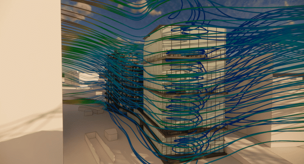 Simulation CFD des espaces commun à la Défense - Trace de vent