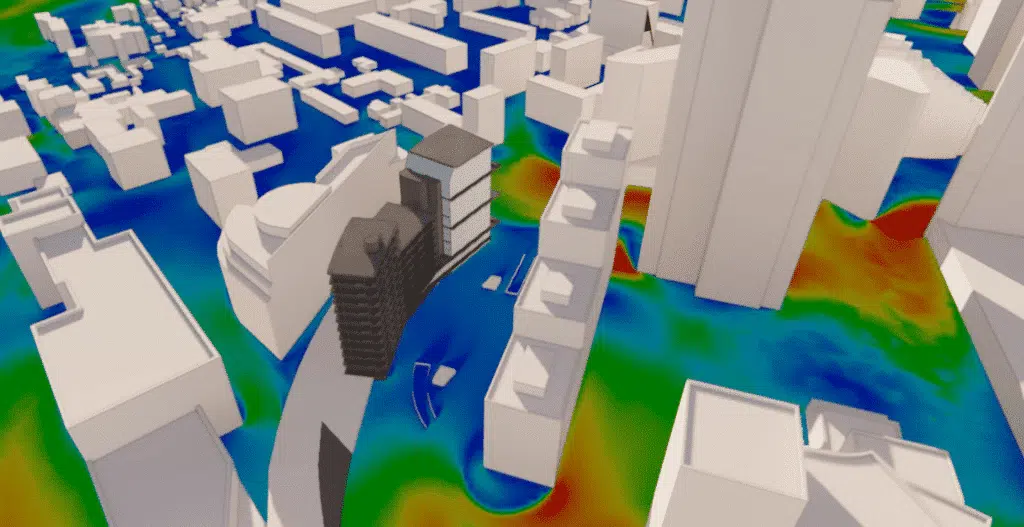 Campo de velocidad del aire — estudio CFD del viento