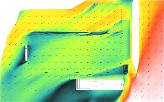 Simulación CFD de las velocidades del aire en el campo de fútbol