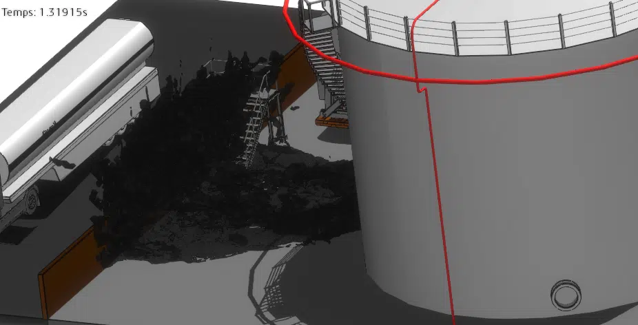 Simulación CFD del efecto de ola — rotura de un depósito de hidrocarburos