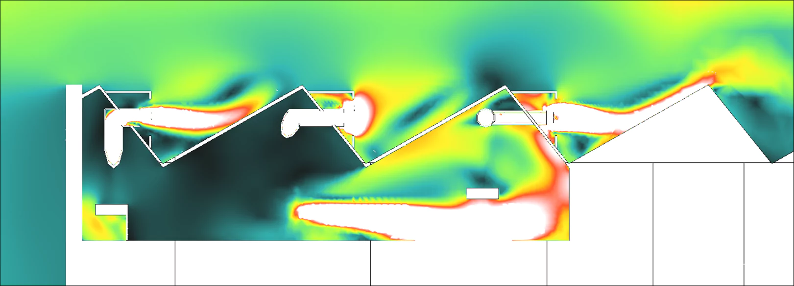 Vitesses d'air et panaches thermiques sous toiture