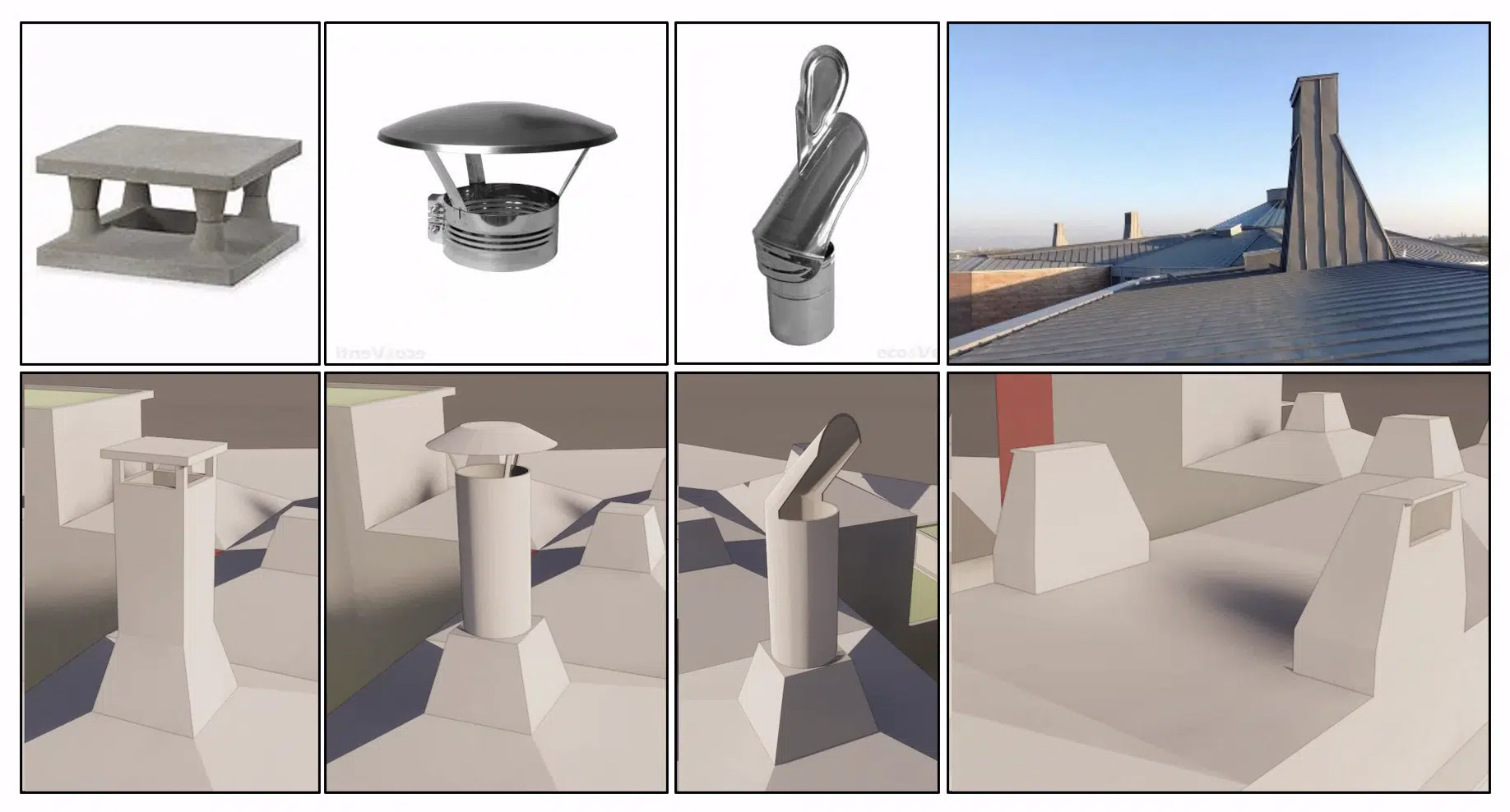 Modelos de las chimeneas estudiadas