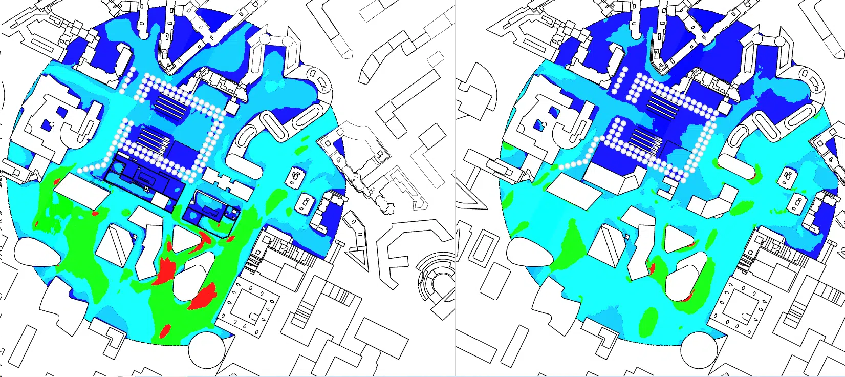 Cartografía del nivel de confort según la norma Davenport — barrio de La Défense
