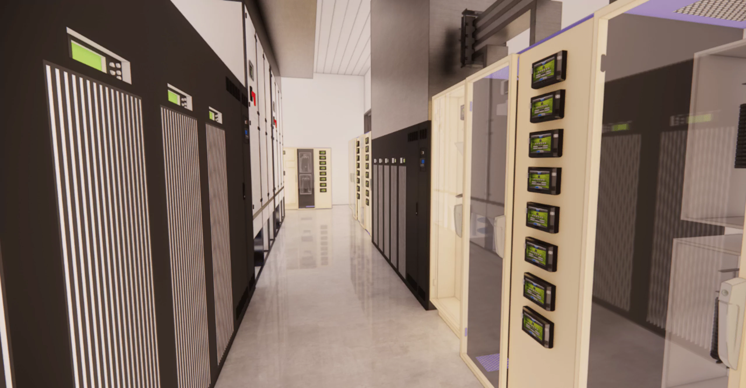 Modelo 3D del local UPS — vista interior