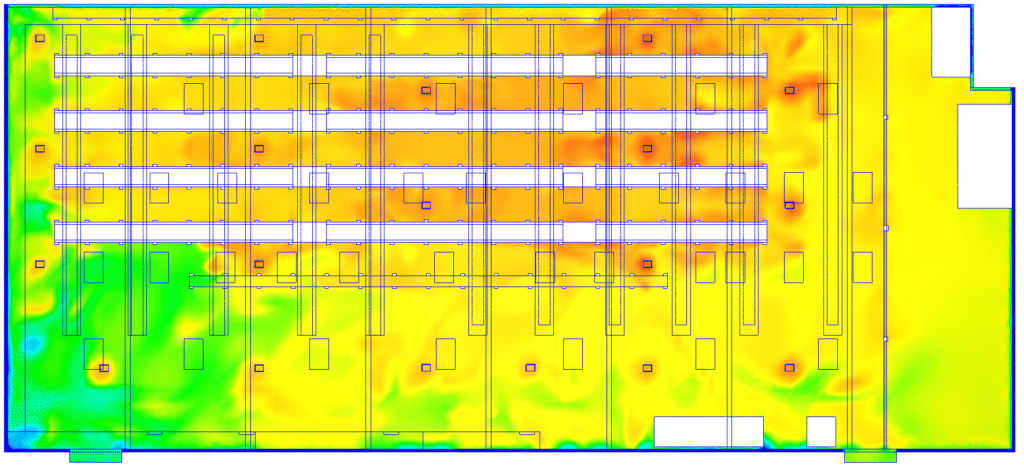 airflow or thermal distribution within a warehouse