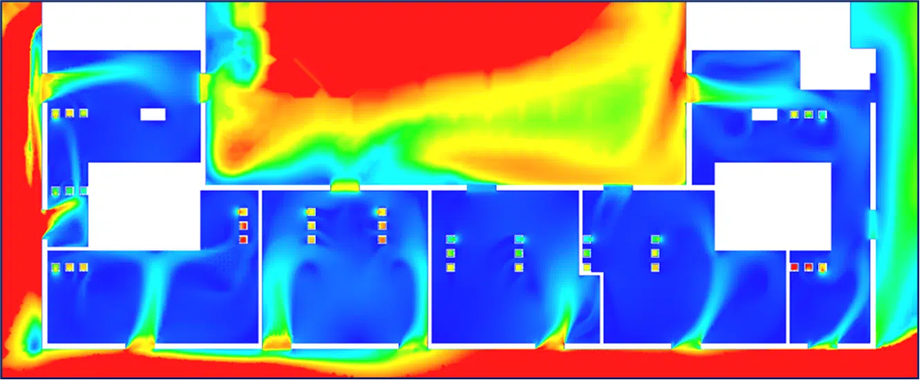 Plano de velocidad horizontal en la 3ª planta