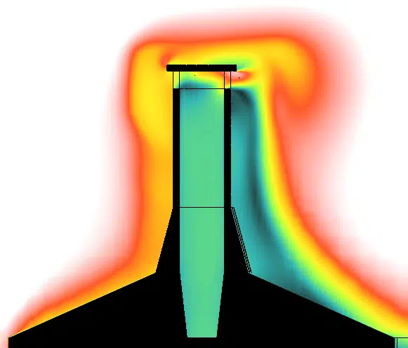 Chimenea de conducto rectangular, sombrerete plano