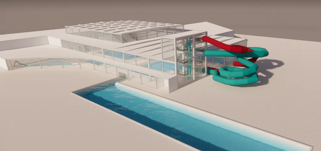 Centro acuático — modelo 3D exterior