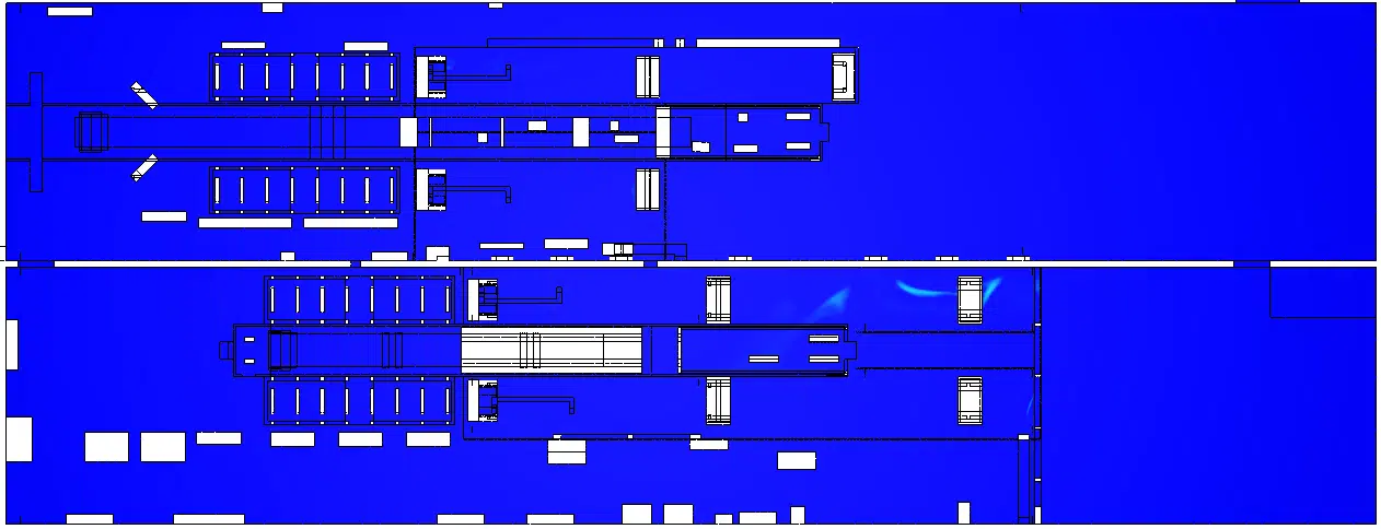 Plano de concentración de COV a 1,60 m — configuración inicial y optimizada