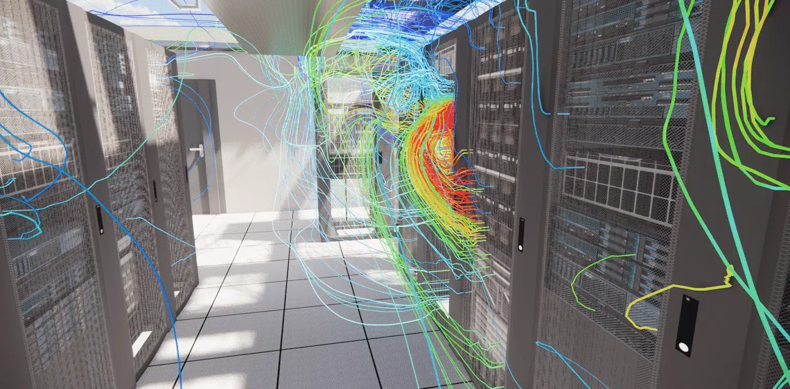 Simulación CFD de la aparición de un punto caliente en un centro de datos