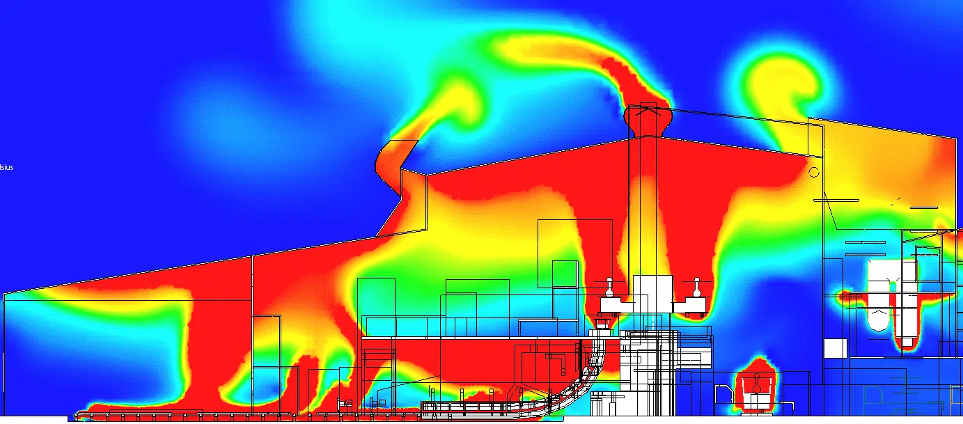 Corte de temperaturas en la nave