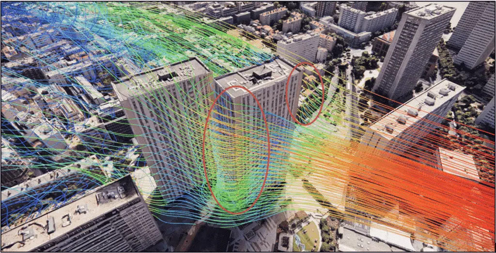 Impactos del viento – Torres Olympiades – París