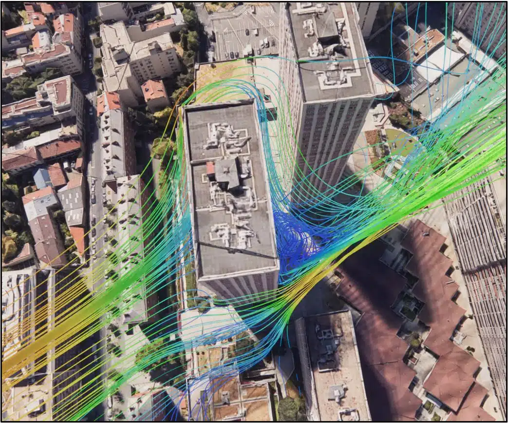 Efecto de emplazamiento sobre el viento alrededor de un edificio alto