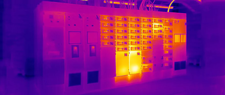 Visualización con cámara térmica de los puntos calientes en un local técnico