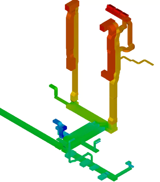 Estudio de pérdidas de carga en una red industrial — simulación CFD