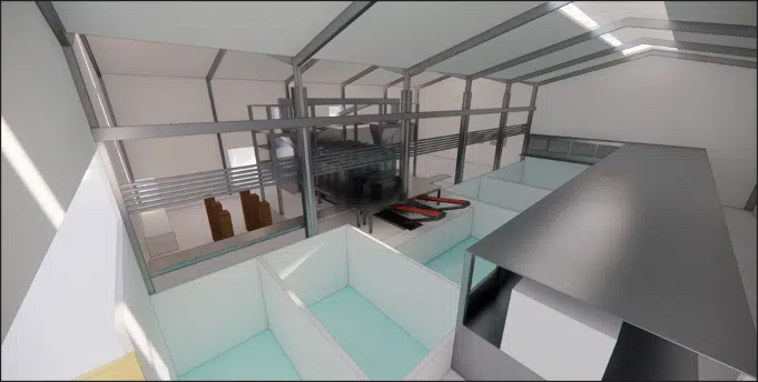 Modelo 3D de la fábrica adaptado a la simulación CFD
