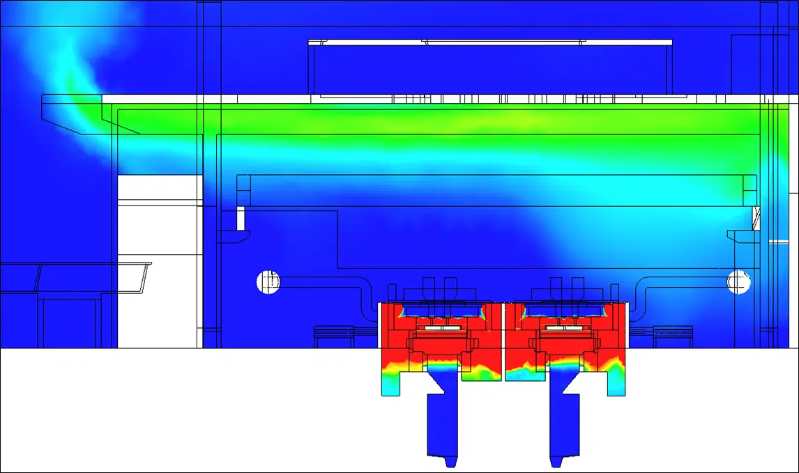 Mapa CFD de temperatura después de la optimización