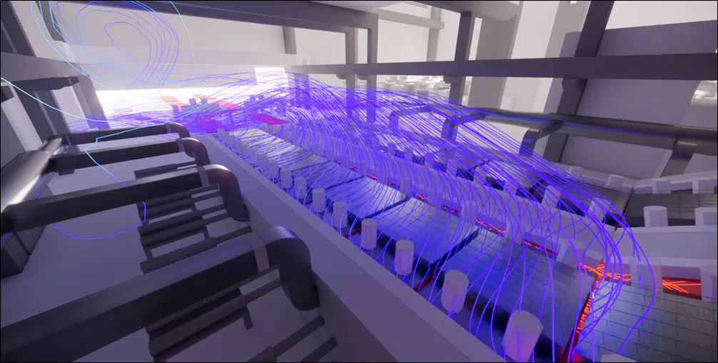 Trazados CFD de los flujos de aire después de la optimización