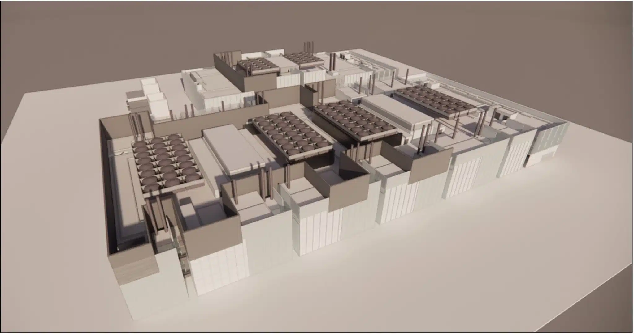 Modelo 3D del centro de datos PAR5 & PAR6 utilizado para la simulación CFD — EOLIOS