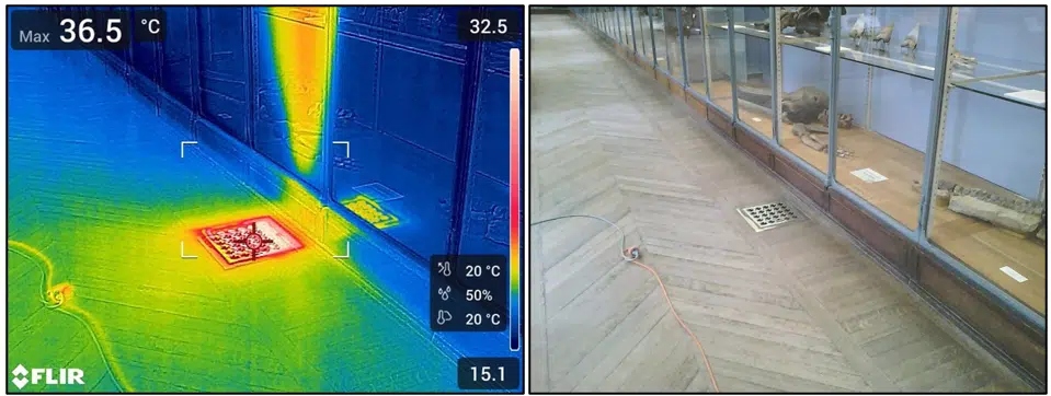 Imagen térmica infrarroja de las temperaturas de superficie en la Galería del MNHN
