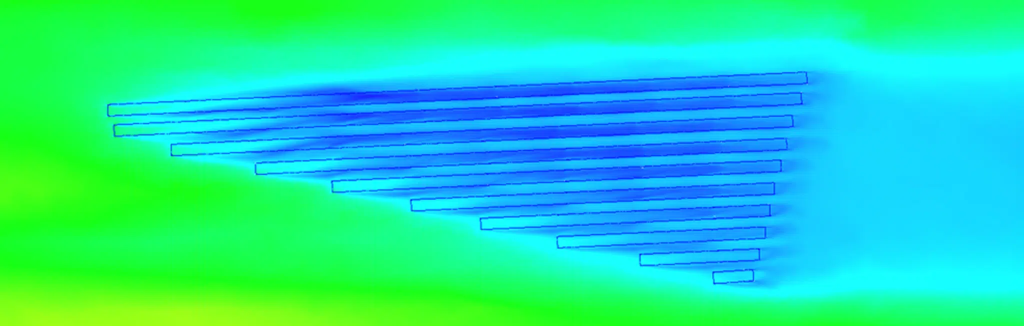 Paneles solares — plano de velocidad a 10 cm del suelo (vista superior)